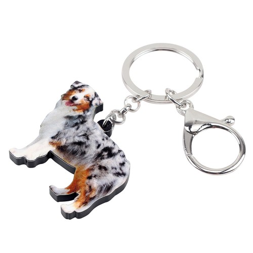 Acrylic Cute Australian Shepherd Dog Keychains Key Ring Pets Jewelry Bag Charms - Picture 2 of 5