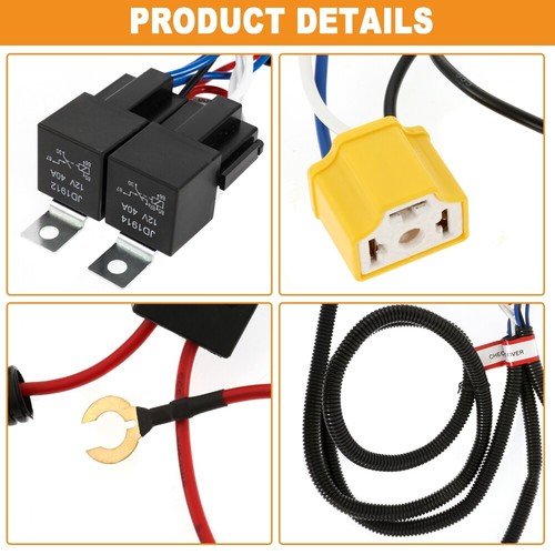 Kit de arnés de cableado intensificador de brillo de faros LED H4 para Jeep Chevy Ford - Imagen 3 de 12