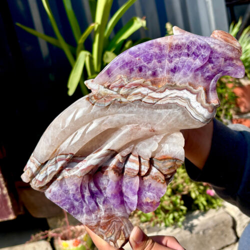 3.3LB Natural agate, amethyst, phoenix statue, quartz crystal carving - Picture 9 of 15