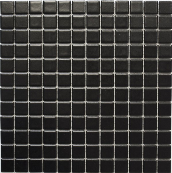 Keramikmosaik Uni Schwarz Matt Fliesenspiegel KüChe 18D-0311 | 10 Mosaikplatten-image
