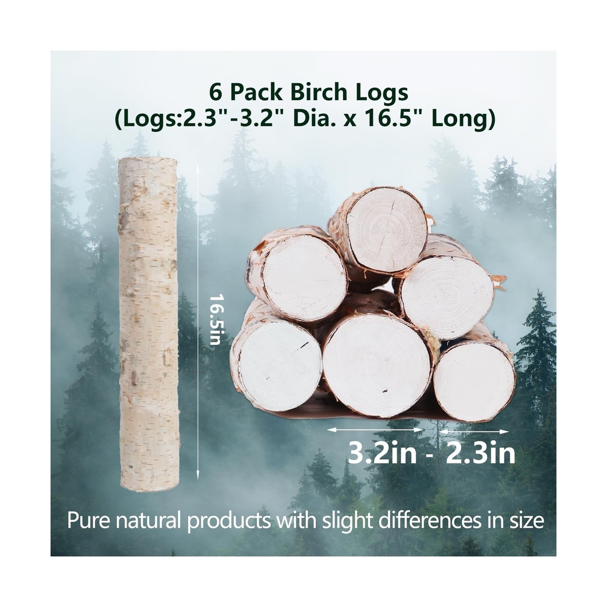 6 Pack Birch Logs Decorative Birch Branches Natural Birch Log for