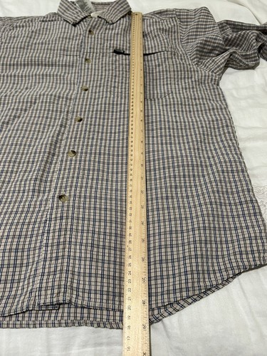 The North Face Plaid Modal Blend Blue Tan Shirt L/S Button Front Men's Large - Picture 8 of 8