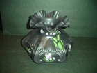 Fenton SATIN GLASS LAMP SHADE Purple COLOR, Lilies OF THE VALLEY, SIGN, LABEL,