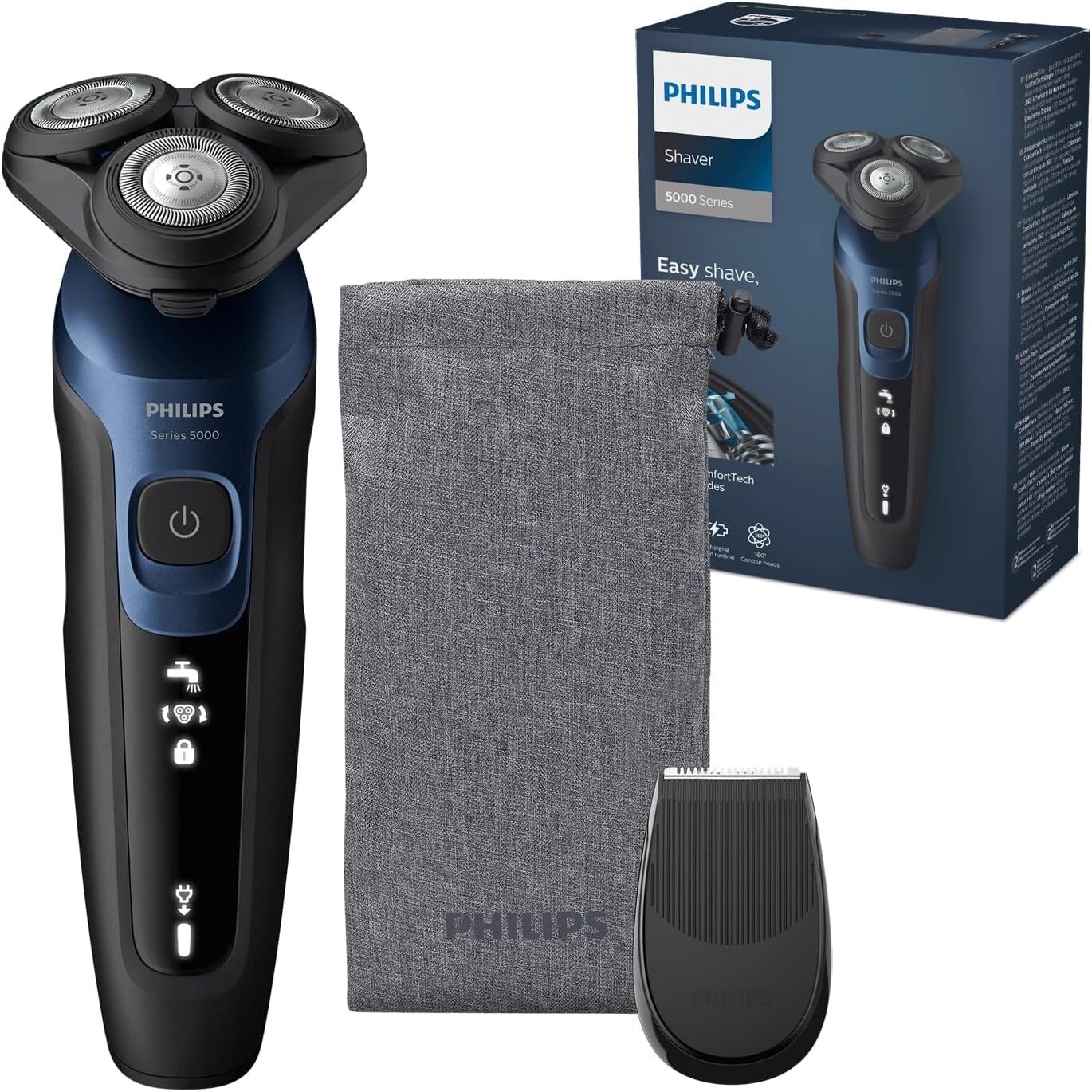 Rasoio elettrico Philips serie 5000 - Rasoio elettrico da uomo Wet & Dry in blu