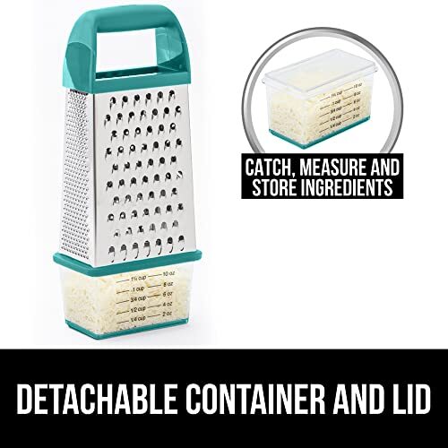 Stainless Steel 4-Sided Cheese and Spice Graters with Handle and Container - Picture 4 of 8