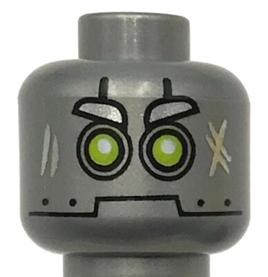 Lego New Flat Silver Minifigure Head Dual Sided Alien Lime