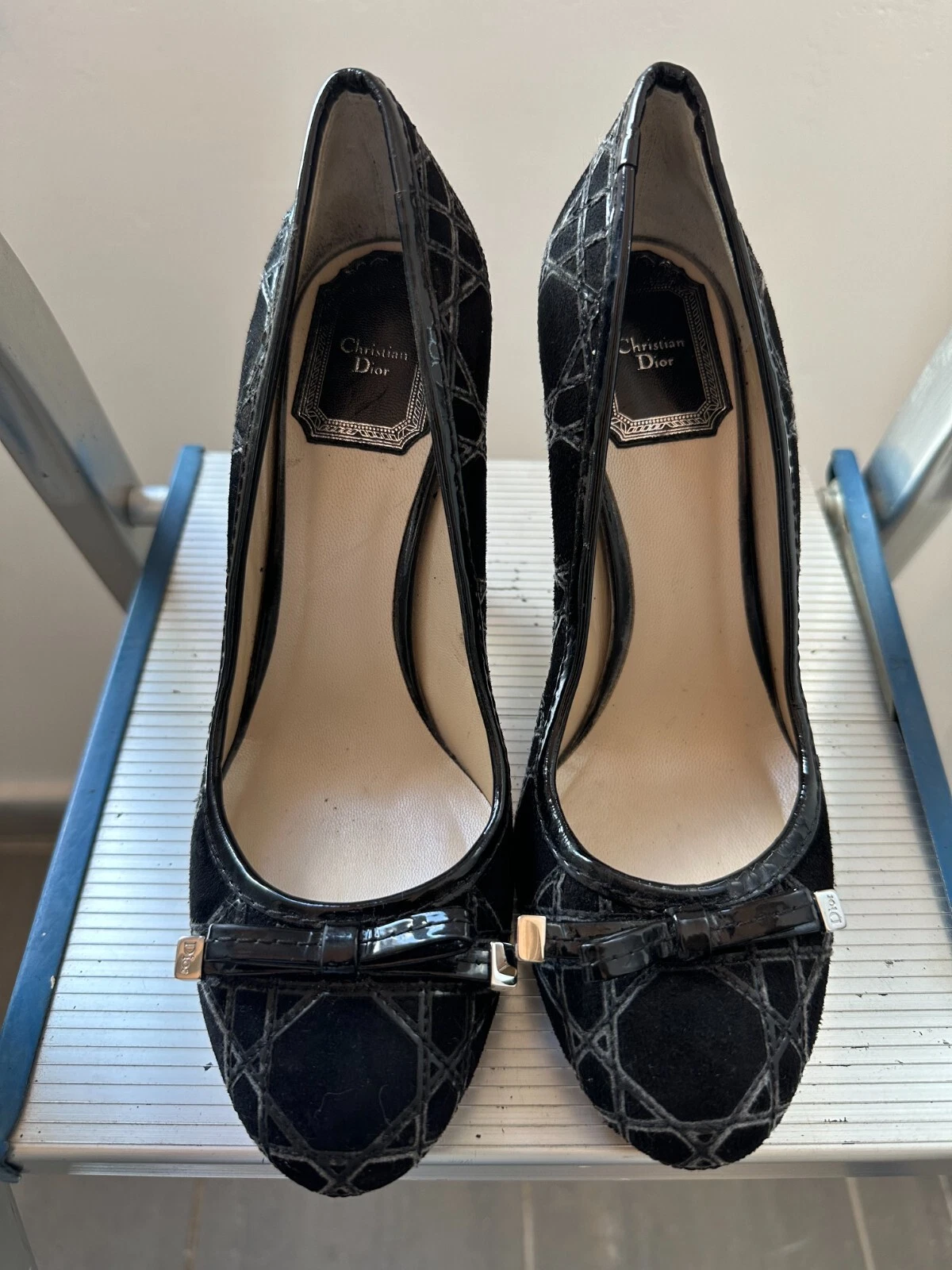 Escarpins Dior noirs cousus cannage nœud taille 35,5 EU