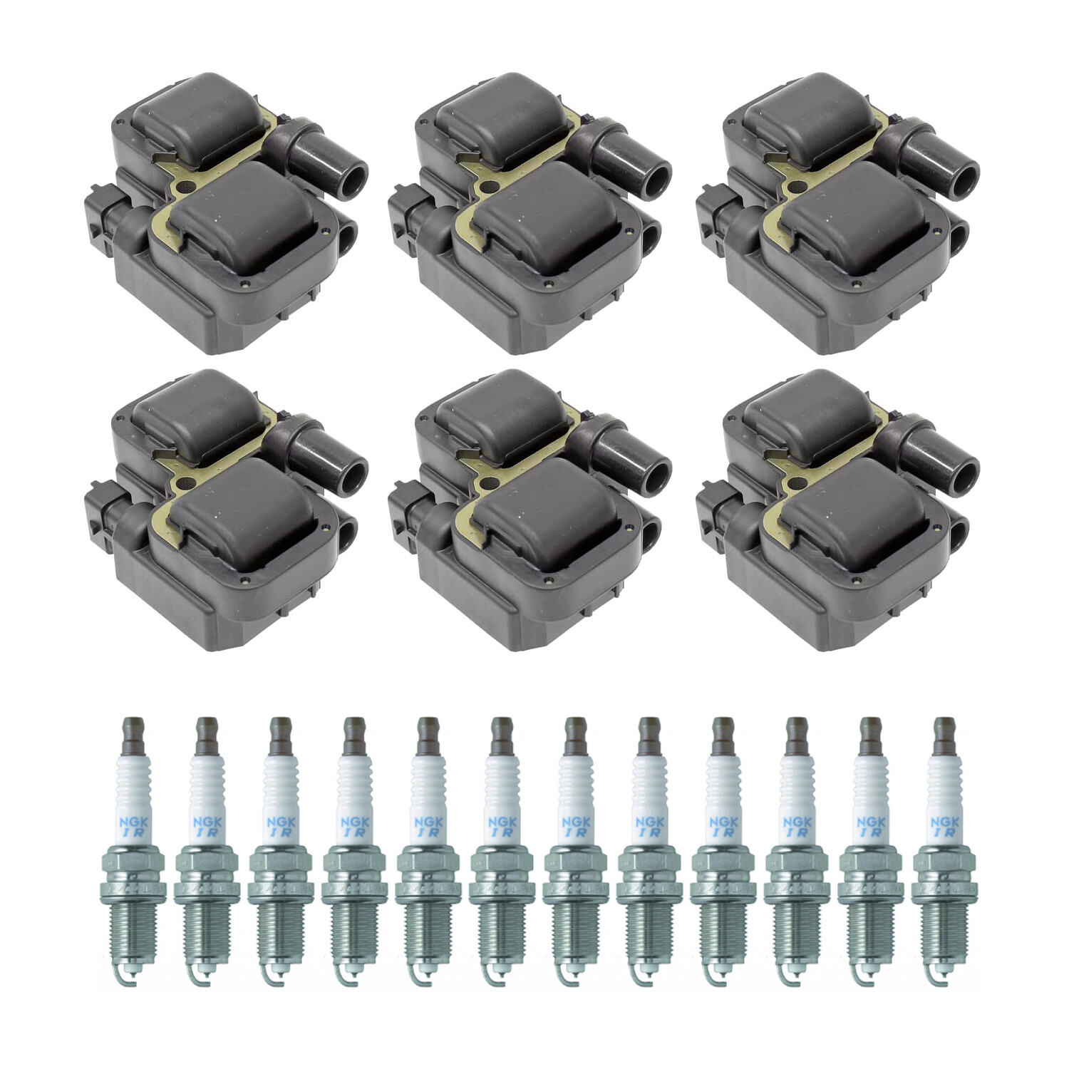 Bosch 2 Ignition Coil NGK 12 Laser Iridium Spark Plug Kit For SLK32 AMG V6