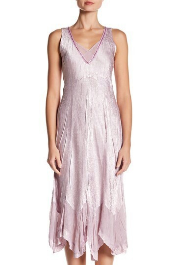 Komarov Crinkled DRESS S NWOT Vintage Rose Sequins No