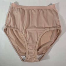 Pretty Warner's Beige Nylon Blend High-Cut Panties with Satin Waist Size 7