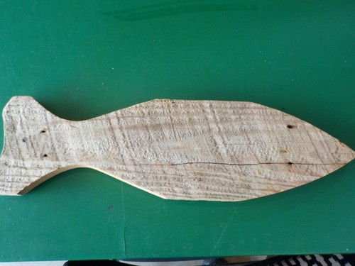 GONE FISHING Wooden Sign in the Shape of a Fish 20.25" long CL 13-1) - Picture 2 of 2