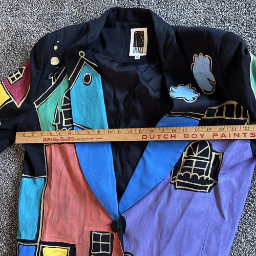 Chaqueta Vintage Años 80’s 90’s Requerida Marca Pintada a Mano Retro XL Blazer Impresionante De Colección - Imagen 8 de 12