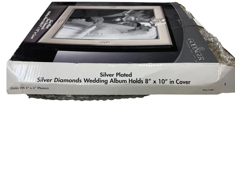 Álbum de boda Godinger plateado plata diamantes tiene capacidad para 8" X 10" en cubierta Foto 4 de 4