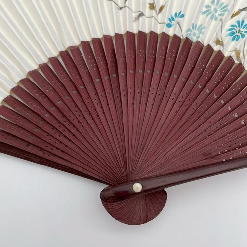 Japanese Floral Pattern Sensu Folding Fan set tenugui towel From Japan - Picture 5 of 9