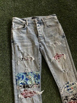 AMIRI デニム 30 Size 30 - Amiri Jeans $1290 Retail Bandanna Denim 100% Authentic