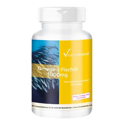 Omega-3 Fischöl 1000 mg - 365 Softgels | essenzielle Fettsäuren | Vitamintrend