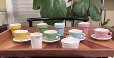 IKEA DUKTIG 15 Piece Ceramic Mini Coffee Tea Set Kid's Play Toy Pastel Color