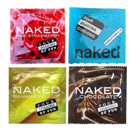 24 Flavoured NAKED Condoms 6 Each Of: Strawberry, Banana, Chocolate, Bubblegum - Picture 2 of 8