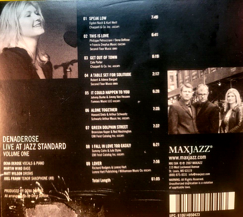 Dena Derose - "Live At Jazz Standard / Volume One" - ( CD - Max Jazz Records ) - Picture 6 of 6