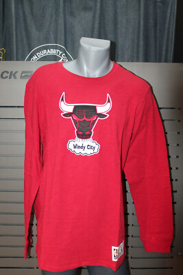 Mitchell&Ness Chicago Bulls Arm Team Logo Longsleeve Shirt Rot neu