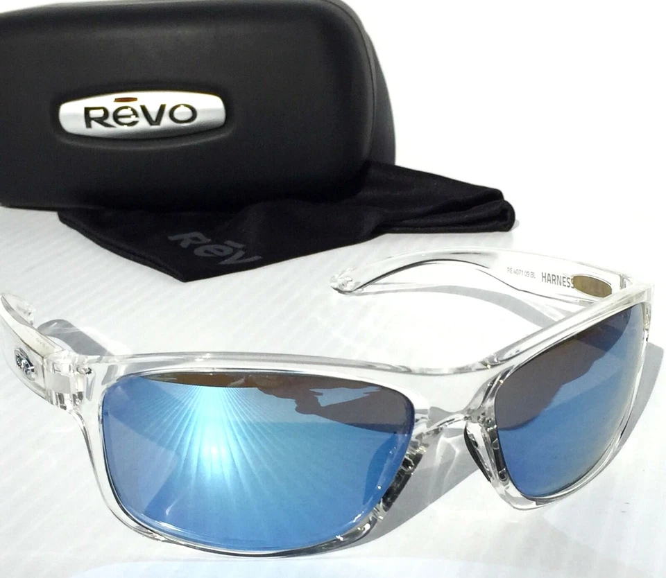 NUEVO* ARNÉS REVO TRANSPARENTE con lente de agua azul polarizada gafas de sol RE 4071 09 BL Foto 2 de 4