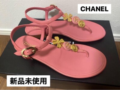 靴 CHANEL coco mark leather mules baby pink CHANEL COCO MARK Clover Heel Sandals Mules Pumps Shoes Women EU 36