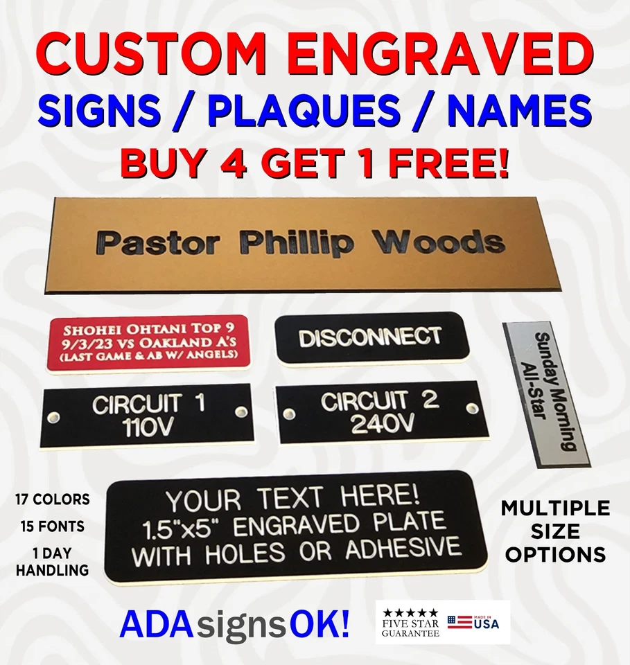 ENGRAVED SIGNS! Custom Name Plates, Plastic Labels, Office Door & Desk Plaques - Image 2 of 4