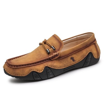 Men's Leather Shoes Soft Moccasins Loafers Shoes Slip on Flats