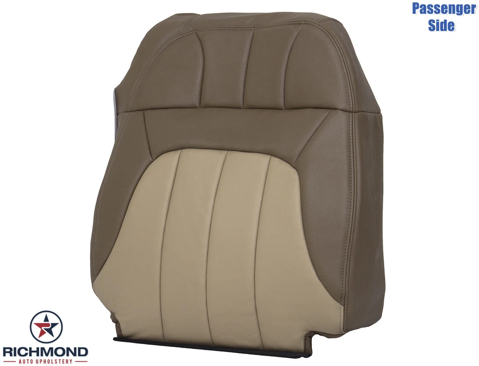 04 GMC Envoy XL XUV SLT-Cubierta de asiento de cuero con respaldo inclinado lateral del pasajero 2 tonos bronceado Foto 4 de 4