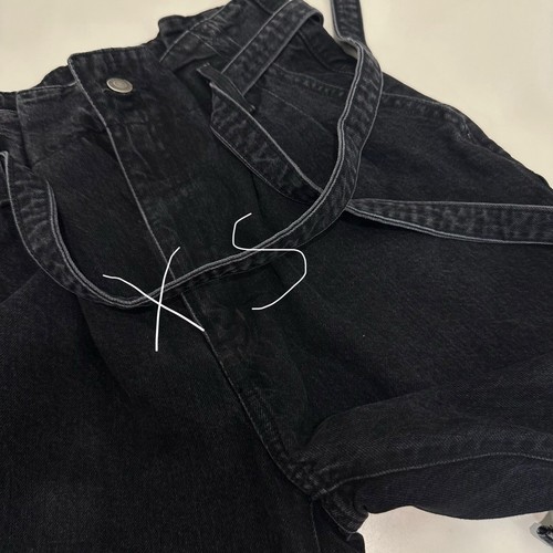 Abercrombie & Fitch Mom Jeans Women 28x25 Black Denim Hi Rise Belted Raw Hem - Picture 13 of 14