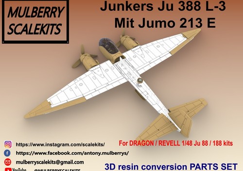 1/48 MULBERRY SCALE KITS JUNKERS JU 388 L-3 Mit Jumo 213-E CONVERSION SET - Imagen 2 de 9