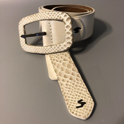 Vintage White Leather Belt Faux Snakeskin Finish Medium (31  display picture 3
