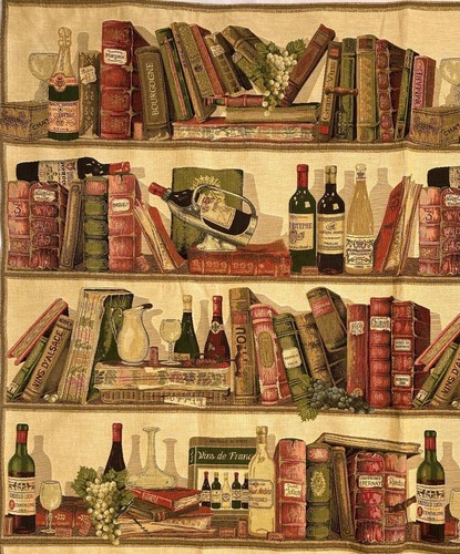 BIBLIOTECA BIBLIOTECA Y VINO 144 X 196 CM, 57" X 77" TAPIZ BELGA COLGANTE DE PARED - Imagen 2 de 3