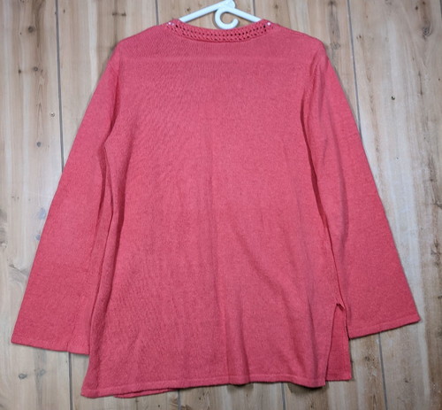 J. Jill Knit Tunic Top Womens Small Coral Pink Lounge Beachy Boho Sheer Linen - Picture 3 of 13