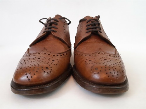 Angus Westley Tan Leather Derby Wingtip Brogues UK Size 6.5 Made England Latimer - Picture 2 of 10