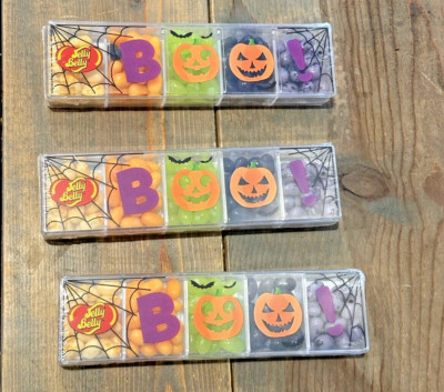 NEW Jelly Belly Boo! Halloween 5 Flavor Gift Box Lot Of 3 Clear Boxes Ex: 12/24