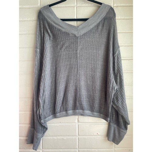 Free People Gray South Side Thermal Top Women’s Size Small - Picture 5 of 8
