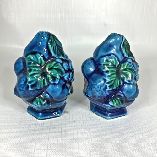 Inarco Indigo Salt Pepper Shakers Set E2371 Kitsch Blue Mood Retro 70s Vintage - Picture 5 of 8