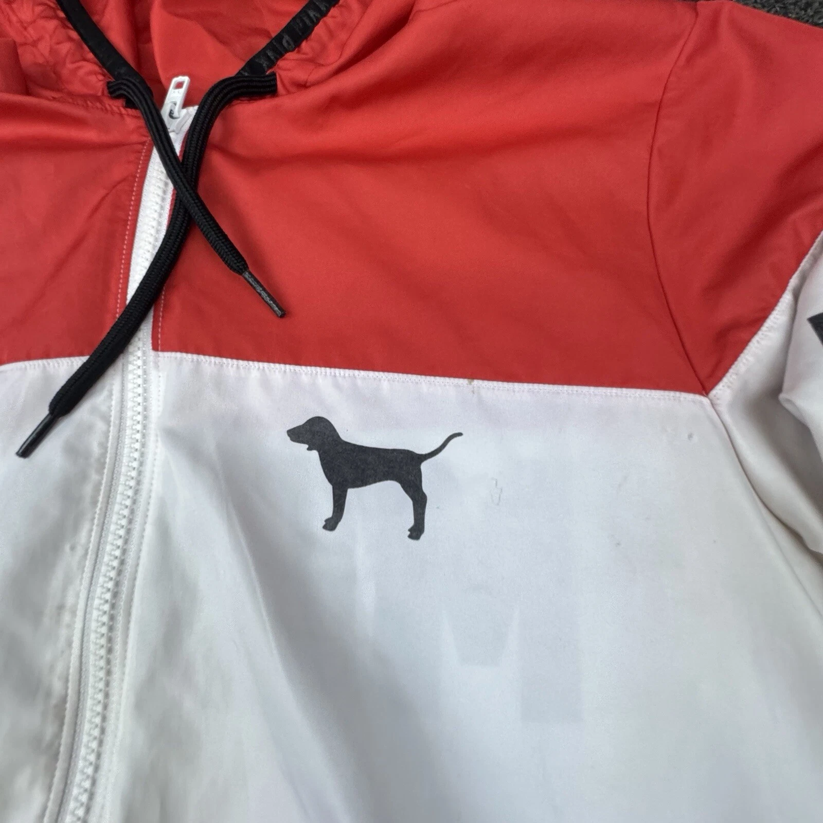 UNDERCOVER VICTORIAS SECRET ROSA Patriottico Rosso Bianco Full Zip Merica WINDBREAKER