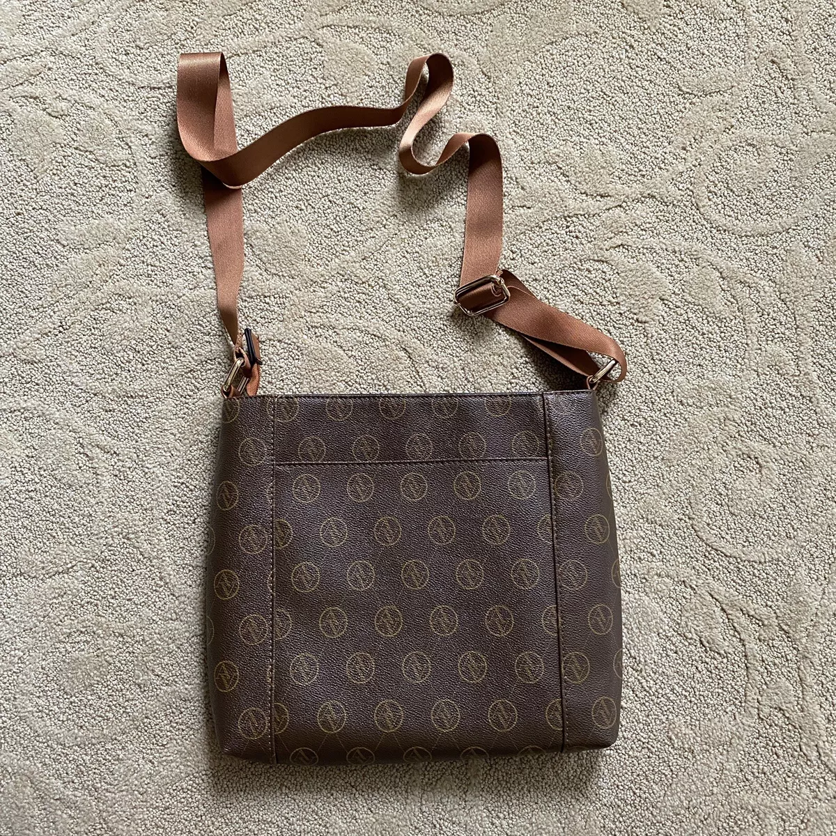 Adrienne Vittadini Signature Monogram Logo Crossbody Bag Purse
