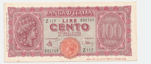 3 aufeinanderfolgende WWII Banca D'italia 100 Lire Banknote ~ Präfix Z-117 - Bild 4 von 8
