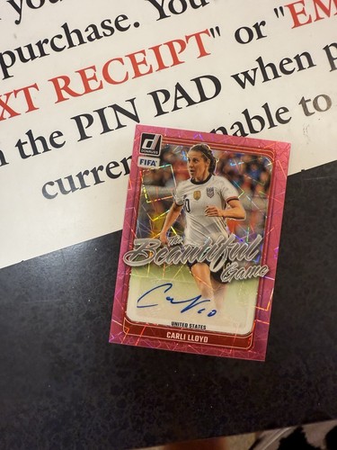 2024-25 Panini Donruss Carli Lloyd The Beautiful Game Pink Velocity Auto #BG-CLL