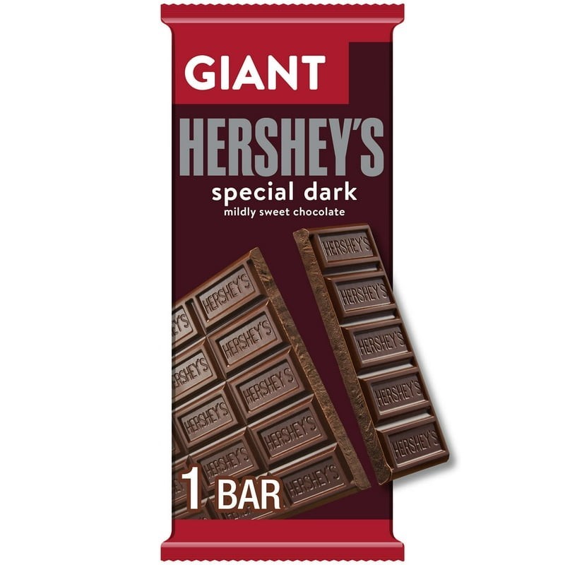Hershey's Special Dark Mildly Sweet Chocolate Giant Candy, Bar 7.56 oz 25 Pieces