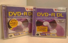 2 Verbatim DVD R DL Double Layer Recordable 8.5 GB Single Sided 240 Min Video