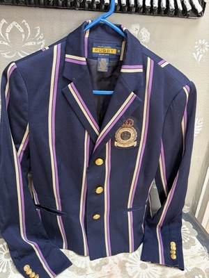 Ralph Lauren Rugby Wool Tailored Blazer Women s Size 10 Gold Buttons