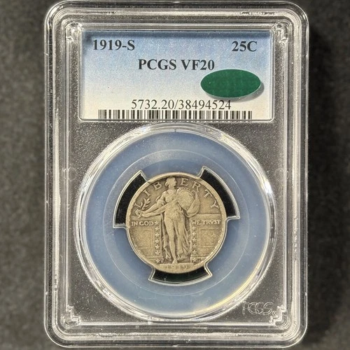 1919-S 25c Standing Liberty Quarter San Francisco Very Fine PCGS VF 20 CAC