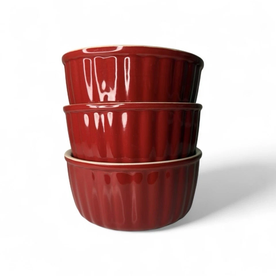 3 маленьких винтажных красных керамических блюда 14 унций - Изображение 2 из 4