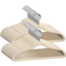 50 PCS Premium Kids Velvet Hangers 14 Inch Non Slip Ivory Slim Space Saving