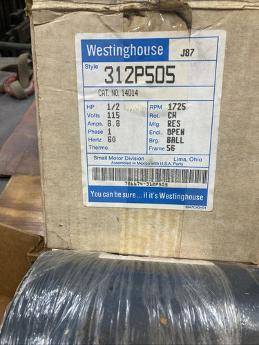 NUEVO MOTOR ELÉCTRICO AC WESTINGHOUSE 1/2 HP 115 1725 RPM F56 FR 312P505 - Imagen 2 de 3