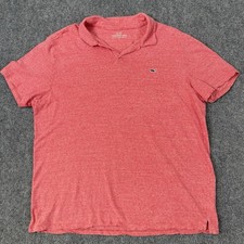 Vineyard Vines Men's Large Polo Shirt Pink Striped Linen Cotton Whale Logo
